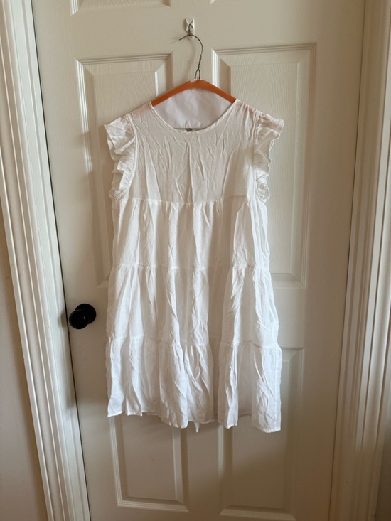 After Market Dresses & Skirts - Women’s White Ruffle Sleeve Tiered Dress - Brand Unspecified
